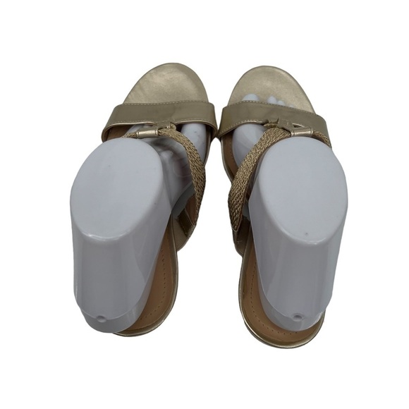 Mootsies Tootsies Mosadira Open Toe Gold Cork Wedge Heeled Sandal Size 9 Women’s - Picture 6 of 10